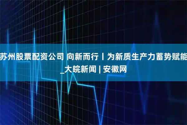 苏州股票配资公司 向新而行丨为新质生产力蓄势赋能_大皖新闻 | 安徽网